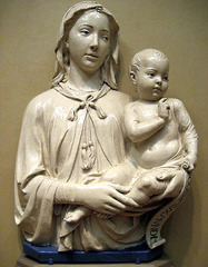 17. Luca della Robbia, Madonna and Child, 1460, CE, Or San Michele, Florence, Italy, terracotta with polychrome glaze. This is also known as 