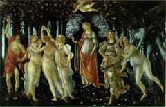 22. Sandro Botticelli, Primavera, 1482, CE, Galleria degli Uffizi, Florence, tempera on canvas. This painting by Botticelli from the High Renaissance era in Italy, also known as the 