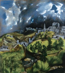 23-26 EL GRECO, View of Toledo, ca. 1610. Oil on canvas, 3' 11 3/4