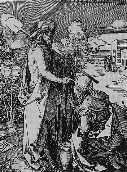 CHRIST AND MARY MAGDALENE. FROM AN ETCHING BY ALBRECHT DURER. COURTESY OF THE METRO- POLITAN MUSEUM OF ART