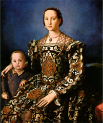 Agnolo Bronzino 
Portrait of Eleanora of Toledo and her son Giovanni de' Medici 
1550