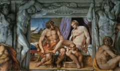 Annibale Carracci, Italian. Venus & Anchises, Farnese Palace, Ceiling, 1597-1601. Baroque. -VENUS -intended origninally for the sculpture glallery of the family -looks a lot like Michelangelo -colleciton of sculpture they had would have been on the floor -relates to Trojean war -Baroque classicism -different layes, architecture surrounding carry,