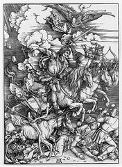 Artist: Albrecht Durer
Title: Four Horsemen of the Apocalypse
Place: Germany
Time: 1500