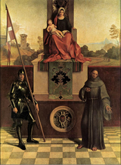 Artist: Giorgione
Style: Renaissance
Medium: Oil on panel
Museum/City: Cathedral of Castelfranco, Veneto
Connection: Inspired by Da Vinci/Raphael's triangle composition
1. Was designed as an altarpiece
2. Was painted the year of the artist's execution
3. Paid homage to the artist's Italian hometown