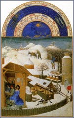 Artist: Limbourg Brothers
Title: February, from Les Tres Riches Hearts du Duc de Berry
Time: 1410