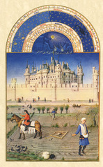 Artist: Limbourg Brothers
Title: October, from Les Tres Riches Hearts du Duc de Berry
Time: 1410