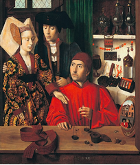 Artist: Petrus Christus
Title: A Goldsmith in His Shop
Time: 1450