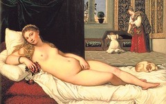 Artist: Titian
Title: Venus of Urbino
Place: Galleria degli Uffizi, Florence, Italy
Time: 1540