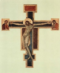 Crucifix, Cimabue, 1280s, S. Croce, Florence, tempera on panel (before damage)