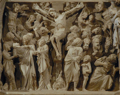 Cruxifixion, Giovanni Pisano, 1297-1301, panel from pulpit of Sant'Andrea, Pistoia, marble