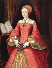 Figure 23-19 Attibuted to LEVINA TEERLINC. Elizabeth I as a Princess, ca. 1559. Oil on wood, 3' 6 3/4