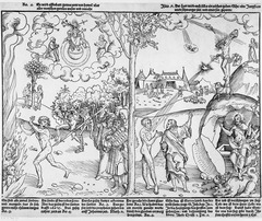 Figure 23-8 LUCAS CRANACH THE ELDER, Allegory of Law and Grace, ca. 1530. Woodcut, 10 5/8