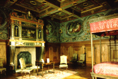 French Reniassance, Chateau d' Ancy le france Chamber des arts. Diamond on wood panel walls