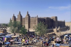 Great Mosque of Djenné Mali. Founded c. 1200 C.E.; rebuilt 1906-1907. Adobe. As one of the wonders of Africa, and one of the most unique religious buildings in the world, the Great Mosque of Djenné, in present-day Mali, is also the greatest achievement of Sudano-Sahelian architecture. It is also the largest mud-built structure in the world. We experience its monumentality from afar as it dwarfs the city of Djenné.