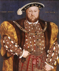 Hans Holbein
Portrait of Henry VIII
1539-40

Sesnse of Enormous presence
It's a frontal view! Jewels sown into the costume and on his hat. It's an iconic image like a medieval saint
Figure of great power! 
Holbein capable of putting forth propaganda details
