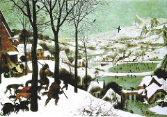 Hunters in the Snow
Artist: Pieter Bruegel

Themes
-Labor: The years is structured around weather and peasantry tasks
-Season: Timeless image engaging humankind