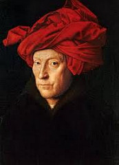 Jan Van Eyck, Flemish (Netherlandish). Portrait of a Man in a Red Turban, Northern Renaissance 1433 -In the 15th century -In the 15th century FLemish artists painted secular portraits without the layer of religious interpretation present in the Arnolfini portrait -The private commissions began to multiply as both artists and patrons became more interested in reality the portraits revealed. -The man depicted looks directly at the viewer, could be the first Western painting in a thousand years that does so. -Jan crated illusion that at whichever angle the viewer looks it appears the eyes are in gaze towards them. Injected a heightened sense of specificity by including beard stubble, veins in the bloodshot left eye, and weathered, aged skin. -Across the bottom it says 