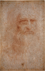 Leonardo da Vinci, Italian. Self Portrait Drawing, Left. C. 1512—15.