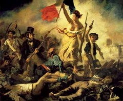 Liberty Leading the people Eugène Delacroix. 1830 C.E. Oil on canvas Delacroix wanted to paint July 28: Liberty Leading the People to take his own special action in the revolution and his color technique combined his intense brushstrokes to create an unforgettable canvas.
