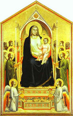 Madonna Enthroned by Giotto, Proto-Renaissance
- Love for Madonna, more naturalistic, opened background despite gold background
- Representational art, weightiness, naturalism, 
- Sturdy mother, earthly woman w/bulk, projection w/light, very real
- Thone extension of gothic cathedral w/gables, pinnacles, space as she is seated in niche