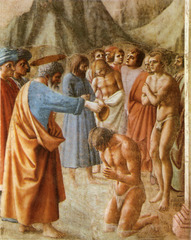 Masaccio Baptism of the Neophytes fresco Brancacci chapel 1425