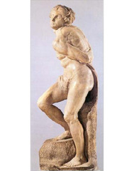 Michelangelo, Italian.
Bound Slave (for the tomb of Pope Julius II), 1513—15. .
High Renaissance.