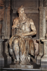 Michelangelo, Italian.
Moses (for the tomb of Pope Julius II), 1513--15.
High Renaissance.