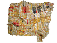 Old Man's Cloth El Anatsui. Southern Nigeria. 2003 C.E. Aluminum and copper wire A statement piece to remember his regions history and culture through using elements related to the most influential and culture-shaping events. This piece specifically is meant to serve as a reminder of the uneasy history of trade between Europe and Africa.
