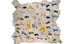 Painted elk hide Attributed to Cotsiogo (Cadzi Cody), Eastern Shoshone, Wind River Resservation, Wyoming. c. 1890-1900 C.E. Painted elk hide Cotsiogo began depicting subject matter that 