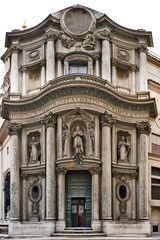 San Carlo alle Quattro Fontane Rome, Italy. Francesco Borromini (architect) 1638-1646 C.E. Stone and stucco He was much criticized as an architect who ignored the rules of the Ancients in favour of whimsy. However it is his clear knowledge of those rules, and the facility and ingenuity with which he manipulated them, which has ensured his reputation as one of the great geniuses in the history of architecture.