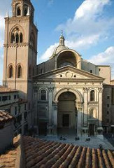 Sant Andrea by Alberti, 15th Cen. Italian Ren
- playing with eyes so looks taller than is wide, top rounded piece 
- blending of 2 subjects - temple-front facade plus triumphant arch
- floor to ceiling plasters, sits on pedastles .. unifies registers up
- 3 pattern, though central more empahsized 
- emphasized veerticality, deep entrance w/fronal arches 
- pediment creates heavy crowning element 
- plan latin cross sytle, alternating columns (coffered building) 
- huge peers
- lighting
- use of recuced medalions again