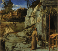 St. Francis in the Desert, Bellini, 1480, oil and tempera on canvas