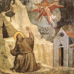 St. Francis Receiving the Stigmata, Giotto, 1320s, Bardi Chapel, S. Croce, Florence, fresco