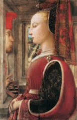 Title/Name: Portrait of a Woman & Man (Angiola Di Bernardo Sapiti & Lozenzo Di Ranieri Scolari)
Artist: Fra Filippo Lippi
Date: c. 1435 - 1445
Significance: Thought to be the first double portrait in Italian art.