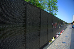 Vietnam Veterans Memorial. Washington, D.C., U.S. Maya Lin. 1982 C.E. Granite. The strength of the granite contrasts with softness of the grass and brings a balance to both nature and architecture.