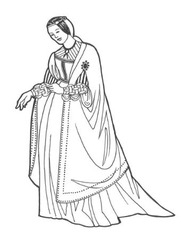 Women: 1500-1550 Gowns are full, have puffed sleeves; are decorated with puffs and slashes