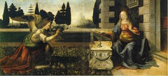 Annunciation, da Vinci
1473
- Mary has her fingers in the Bible, suggesting foreknowledge of annunciation scene
- display of skill with painting drapery
- follows style of Flemish painters - but to suit Italian needs